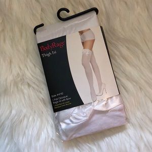 White thigh hi stockings with bow